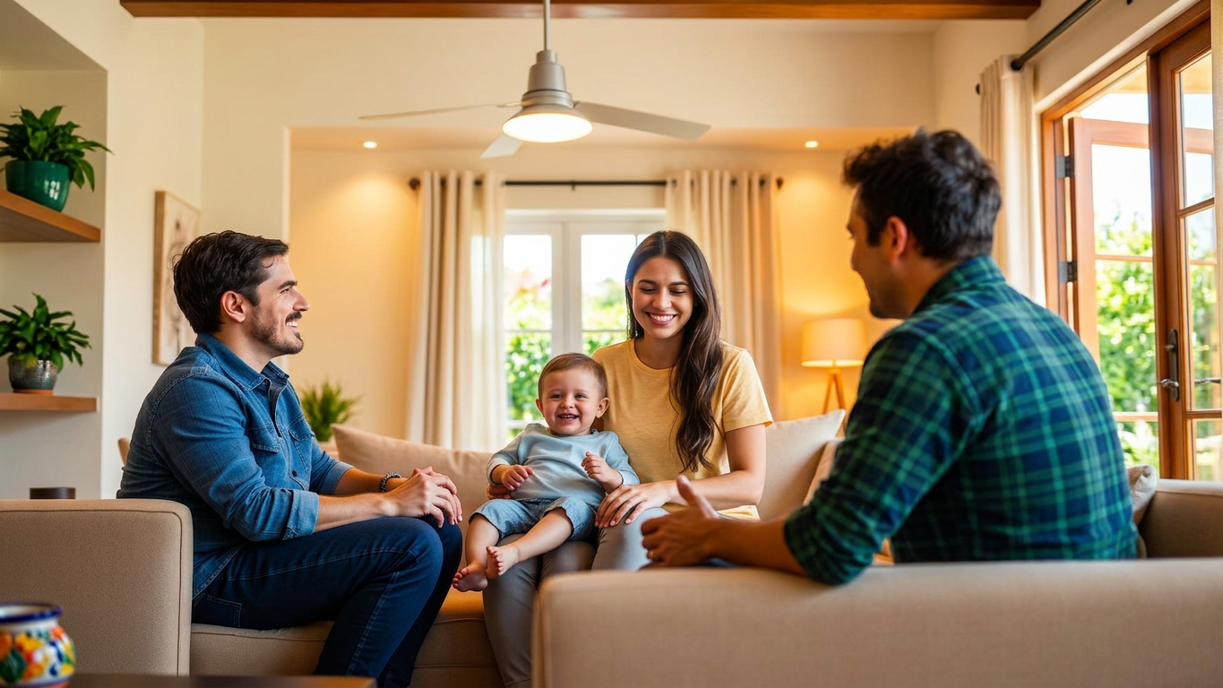 Family spending time together in their Texas home